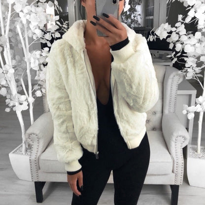 Chaqueta Mujer de Felpa con Cremallera Ajuste Regular