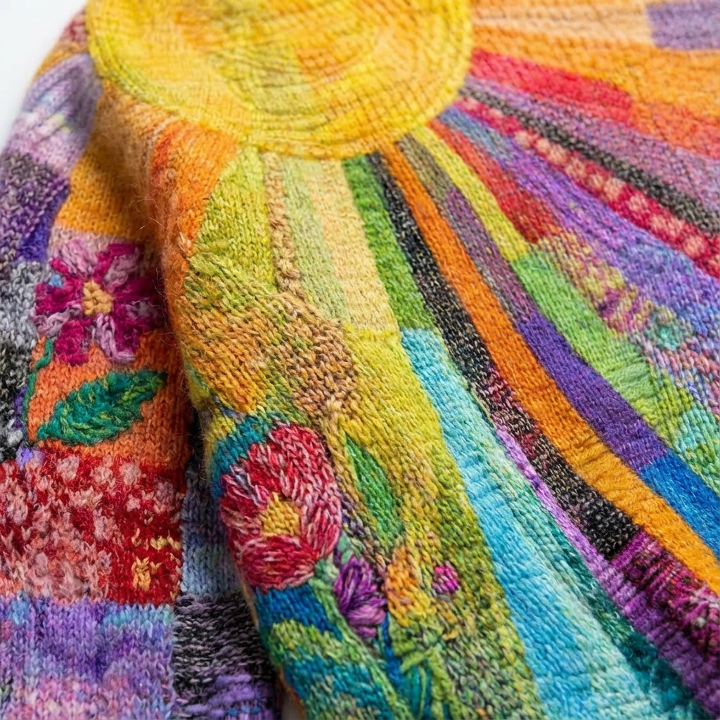 Suéter Mujer Cuello Alto Diseño Arcoíris