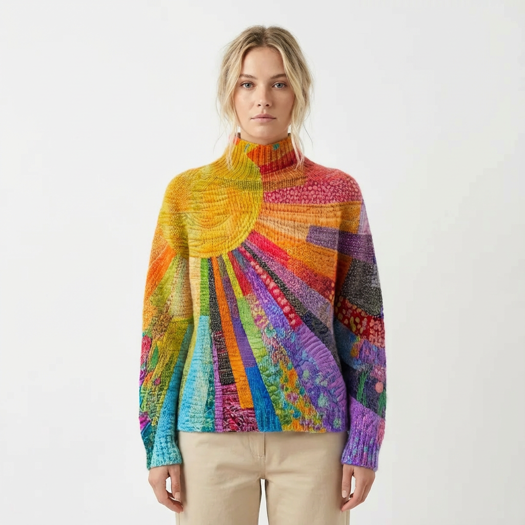Suéter Mujer Cuello Alto Diseño Arcoíris - Mavetta
