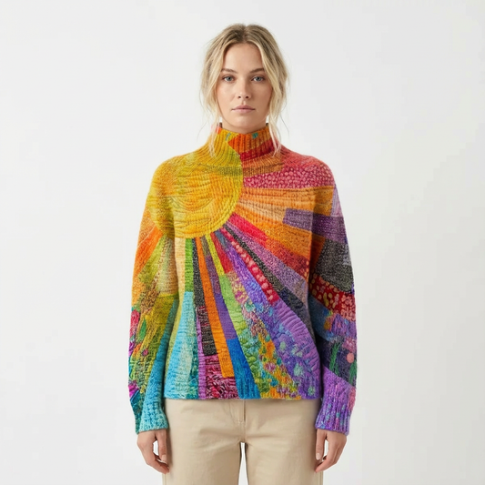 Suéter Mujer Cuello Alto Diseño Arcoíris - Mavetta