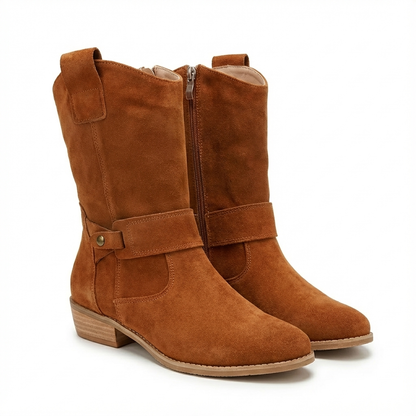 Botas Mujer Media Caña Tacón Ancho Diseño Slouch