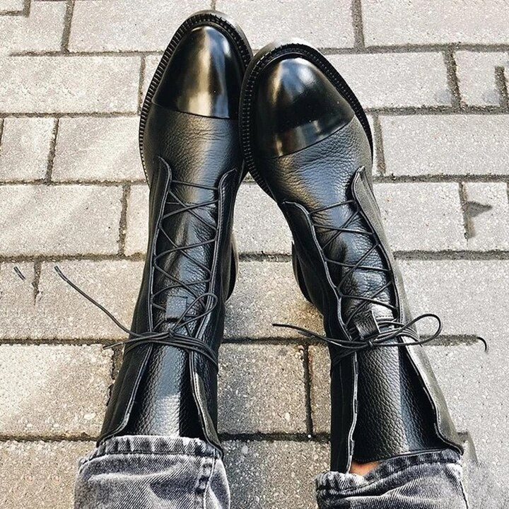 Botines Mujer de Cuero con Cordones Ajuste Clasico