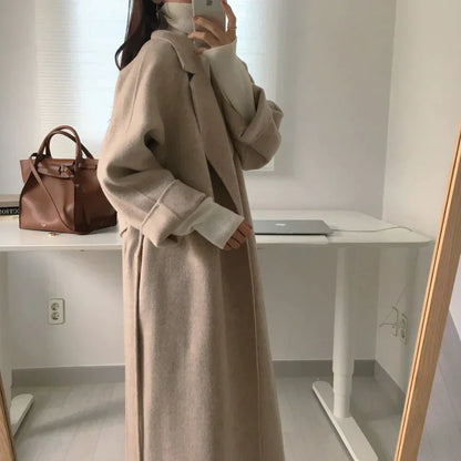 Abrigo Largo Mujer Invierno Ajuste Elegante