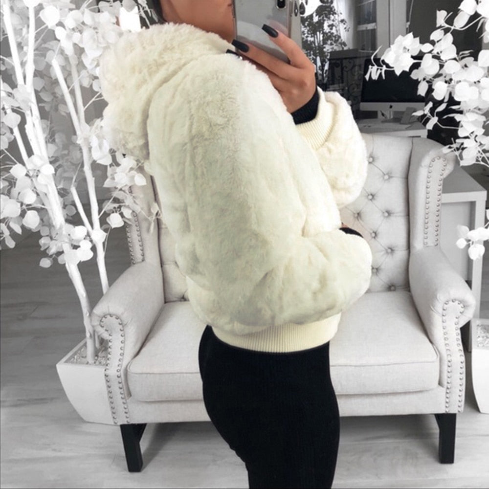 Chaqueta Mujer de Felpa con Cremallera Ajuste Regular