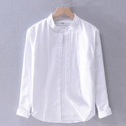 Camisa Hombre Algodón Cuello Mao Corte Recto