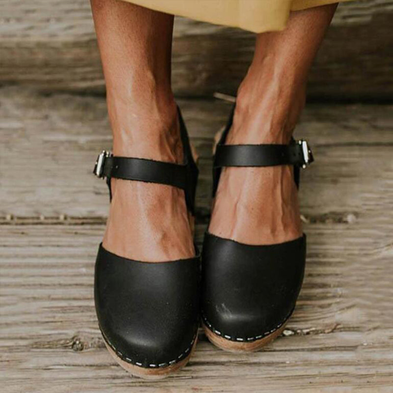 Sandalias Mujer Ortopédicas Cuña Tira con Hebilla
