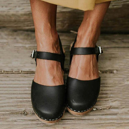 Sandalias Mujer Ortopédicas Cuña Tira con Hebilla