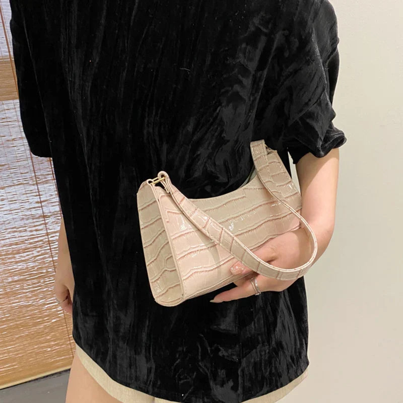 Bolso de hombro mujer con diseño piel de cocodrilo elegante
