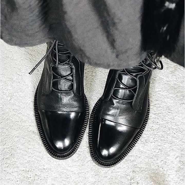 Botines Mujer de Cuero con Cordones Ajuste Clasico
