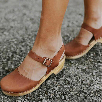Sandalias Mujer Ortopédicas Cuña Tira con Hebilla
