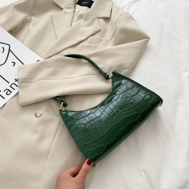 Bolso de hombro mujer con diseño piel de cocodrilo elegante