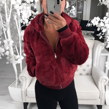 Chaqueta Mujer de Felpa con Cremallera Ajuste Regular - Mavetta
