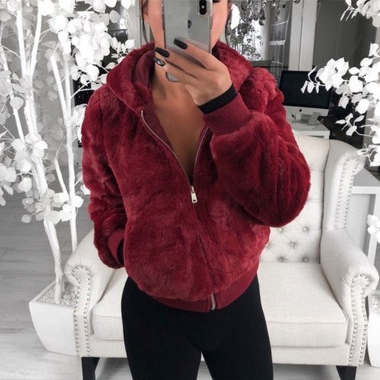 Chaqueta Mujer de Felpa con Cremallera Ajuste Regular - Mavetta