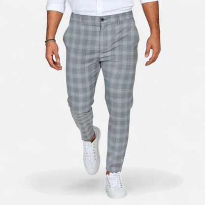 Pantalones Chinos Hombre Slim Fit Cuadro Clásico Stretch