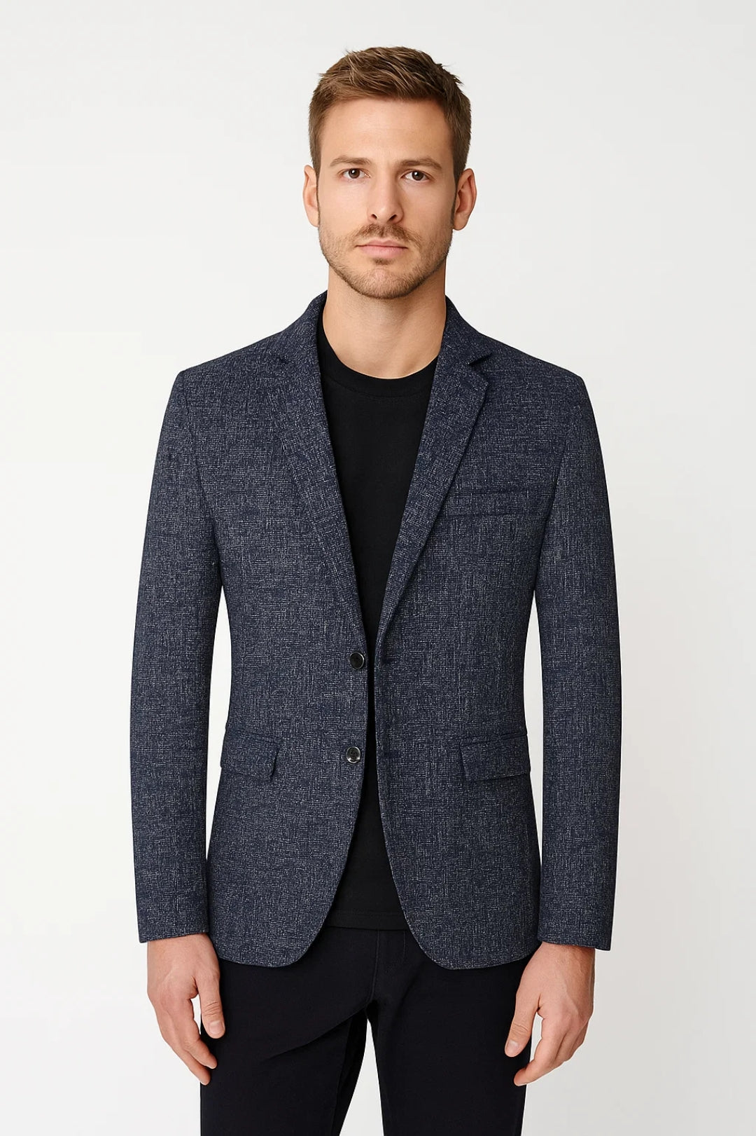 Americana hombre Casual Corte Entallado Solapa Clasica Un Boton