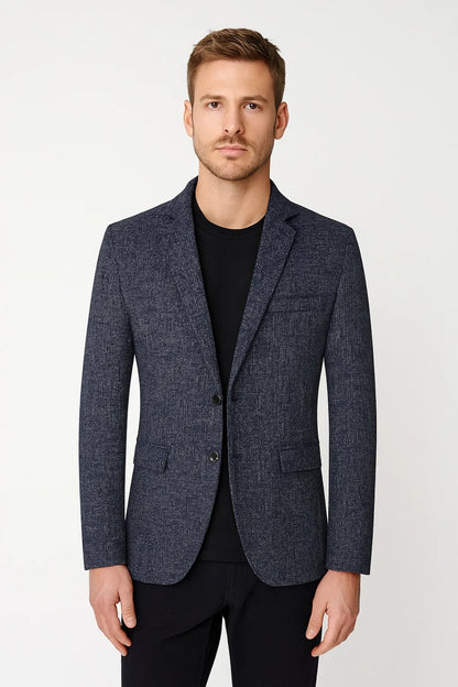 Americana hombre Casual Corte Entallado Solapa Clasica Un Boton