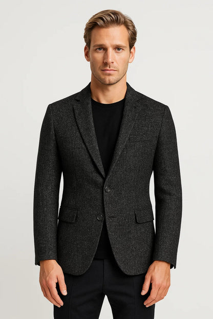 Americana hombre Casual Corte Entallado Solapa Clasica Un Boton