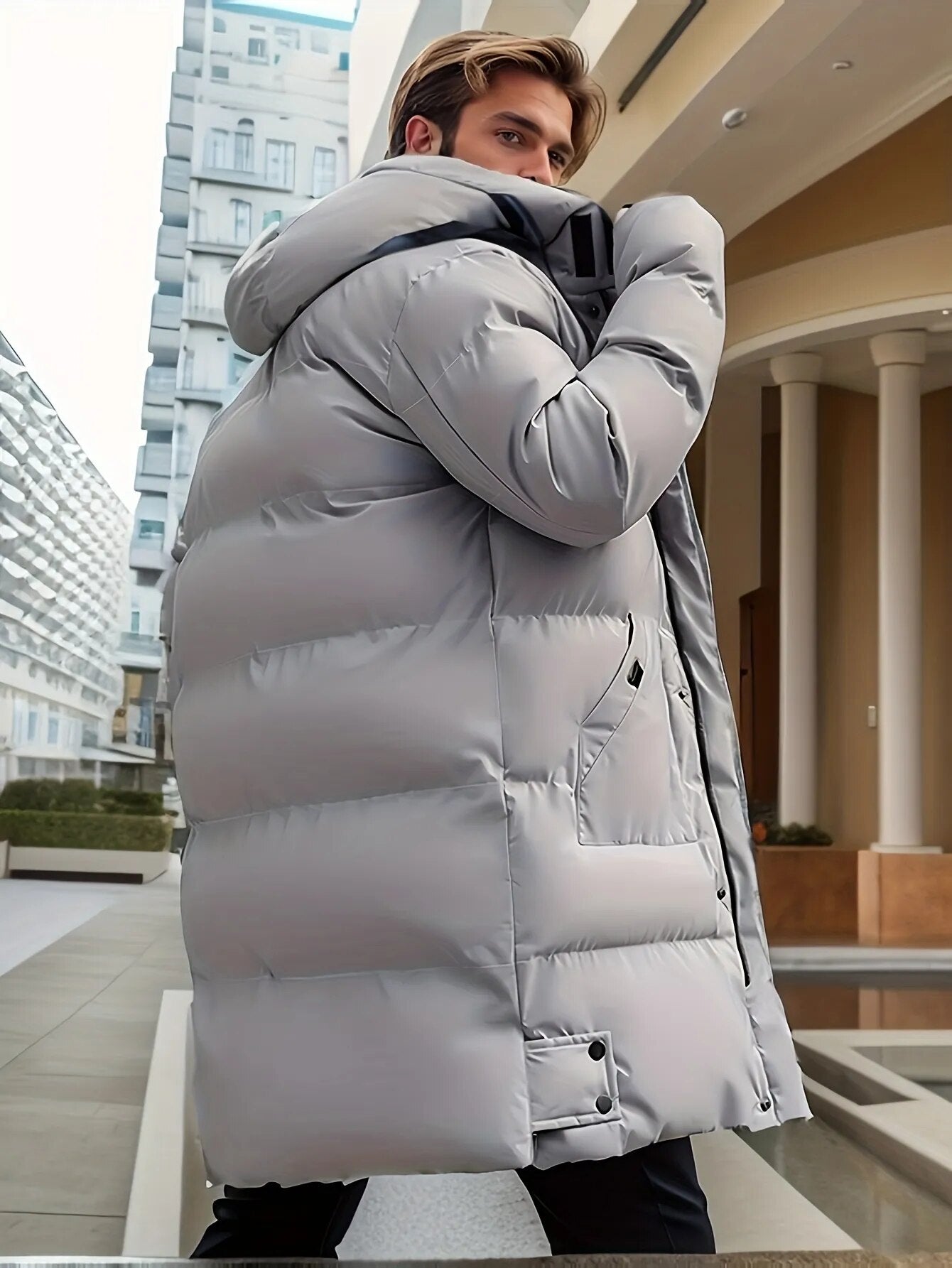 Abrigo Largo Hombre Invierno con Capucha