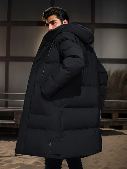 Abrigo Largo Hombre Invierno con Capucha