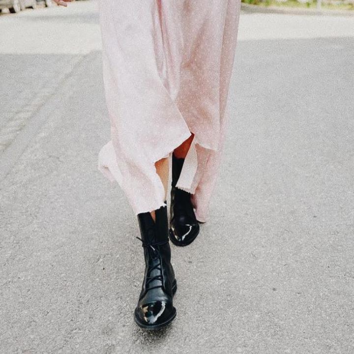 Botines Mujer de Cuero con Cordones Ajuste Clasico