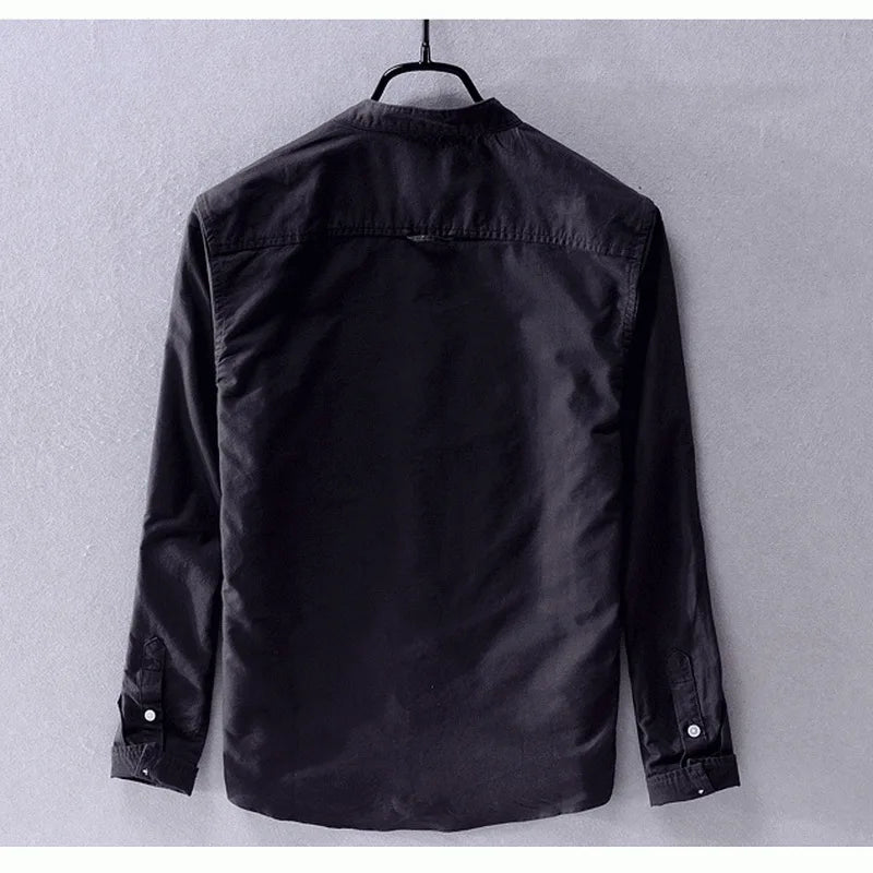Camisa Hombre Algodón Cuello Mao Corte Recto