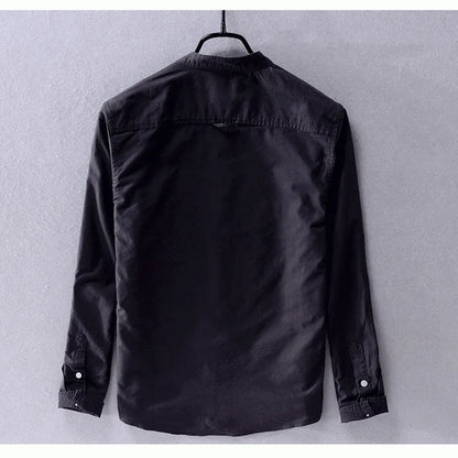 Camisa Hombre Algodón Cuello Mao Corte Recto