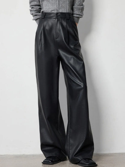 Pantalón Mujer Talle Alto Pierna Ancha Pliegue Marcado - Mavetta