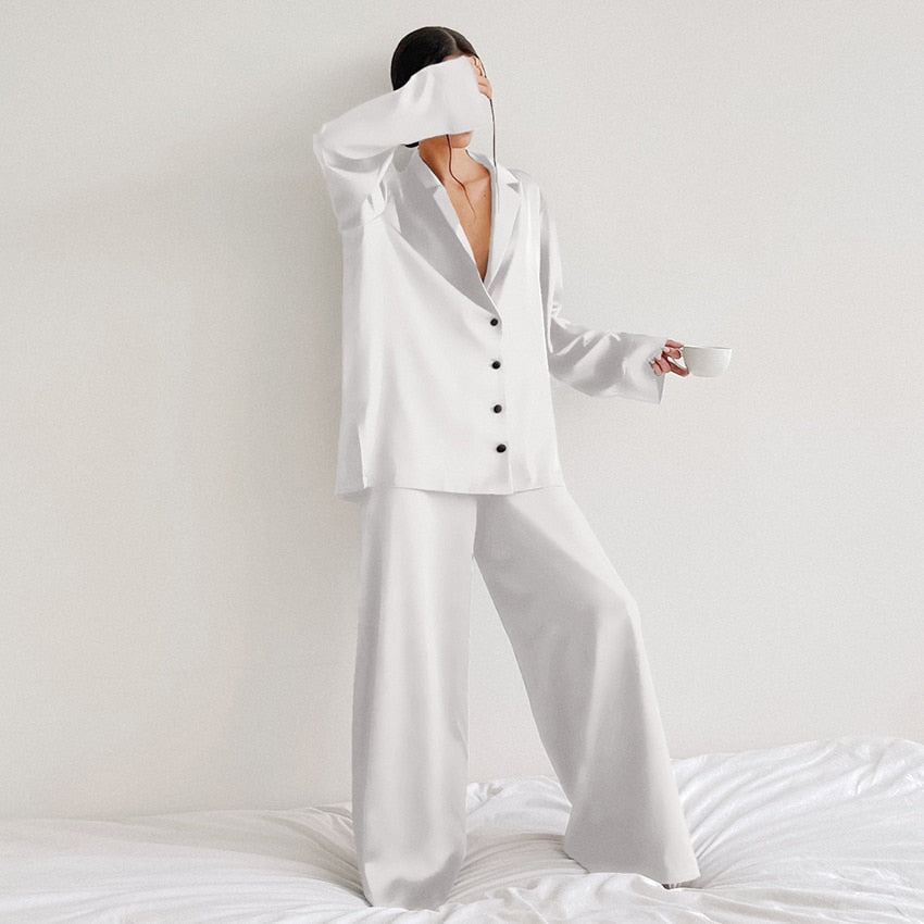 Pijama Mujer de Satén Dos Piezas Oversize