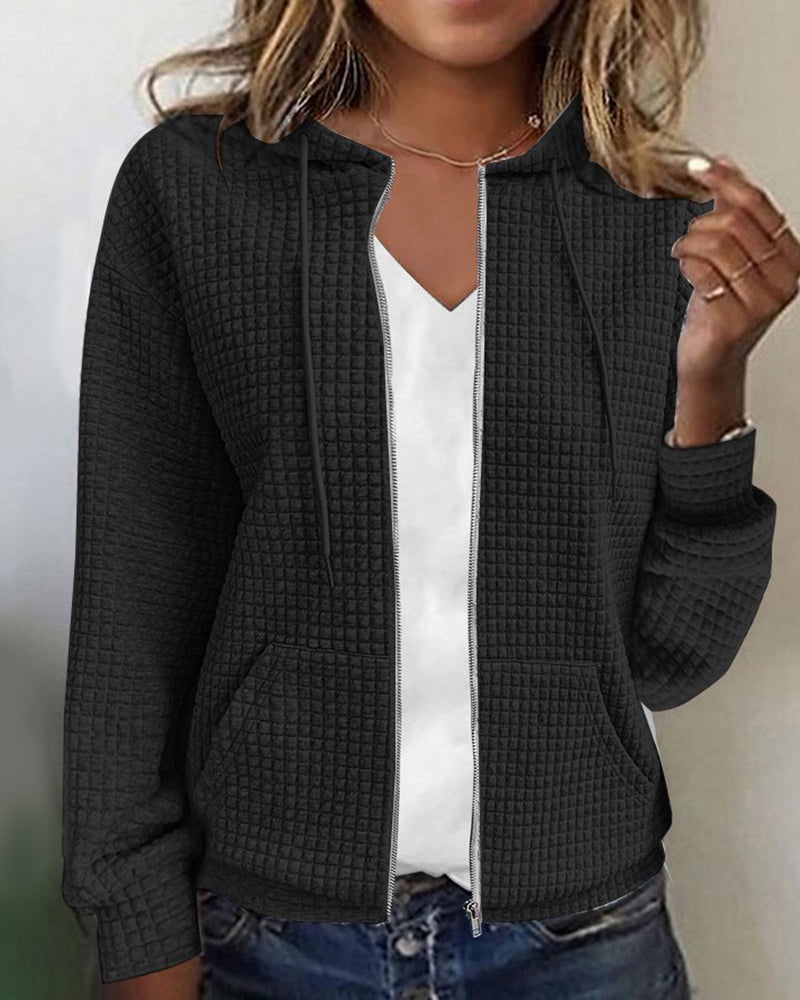 Chaqueta casual mujer con cordones ajustables y capucha