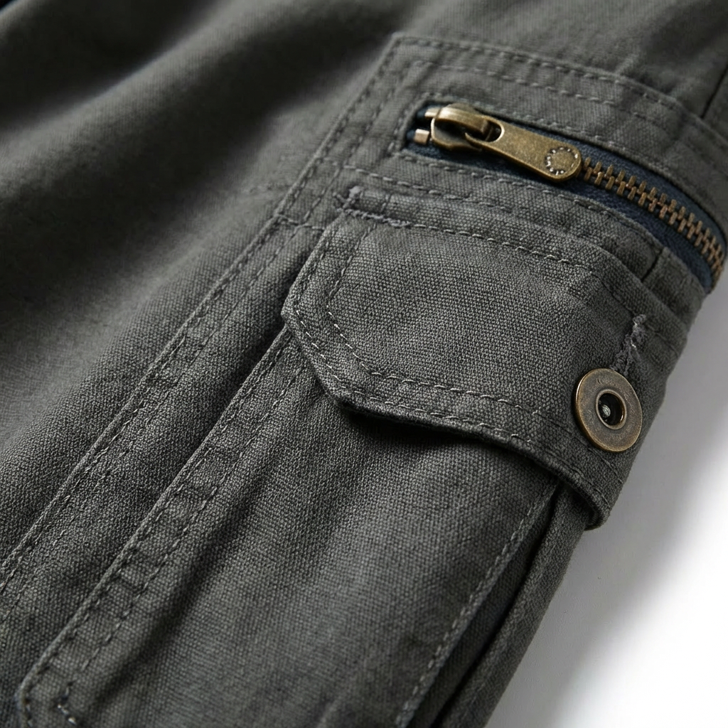 Bermudas Cargo Hombre Algodón Bolsillos Multiples Anilla Metalica