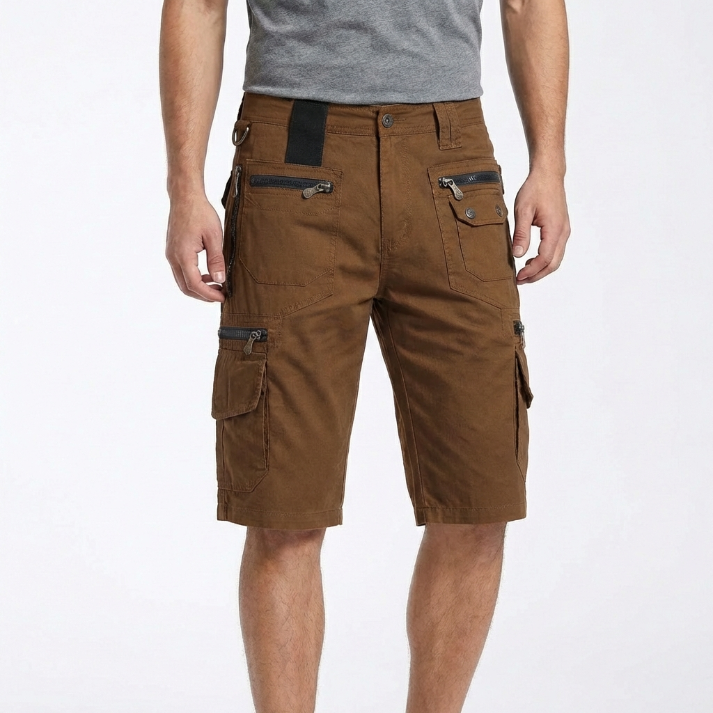 Bermudas Cargo Hombre Algodón Bolsillos Cremallera Ajuste Cómodo