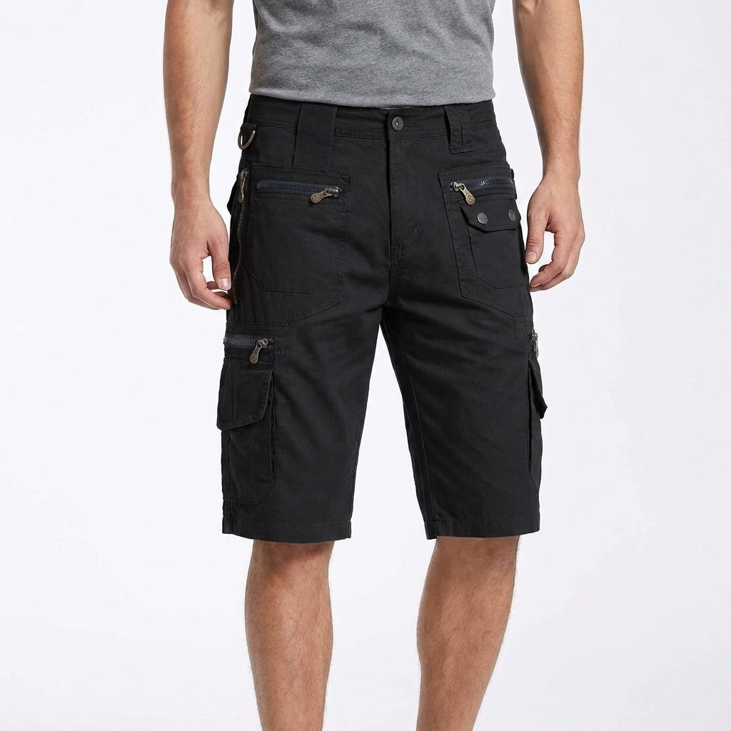 Bermudas Cargo Hombre Algodón Bolsillos Multiples Anilla Metalica