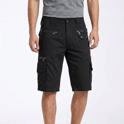 Bermudas Cargo Hombre Algodón Bolsillos Multiples Anilla Metalica