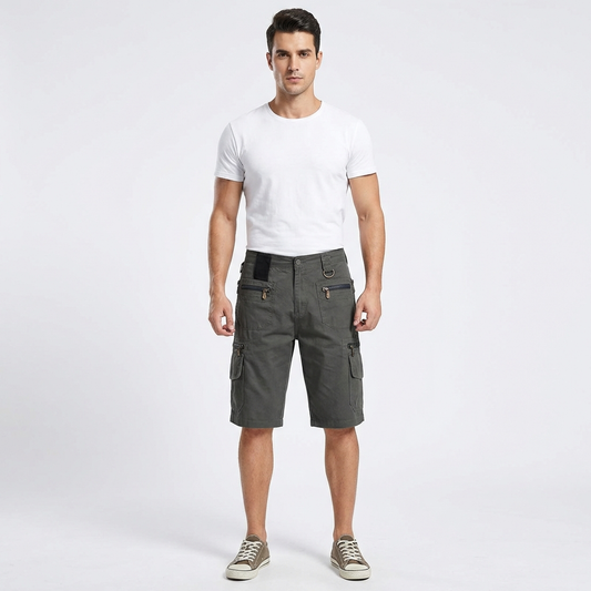 Bermudas Cargo Hombre Algodón Bolsillos Multiples Anilla Metalica - Mavetta