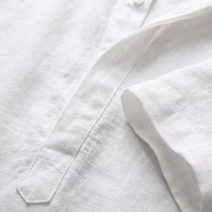Camisa Henley Hombre Algodón Cuello Mao Manga Remangada