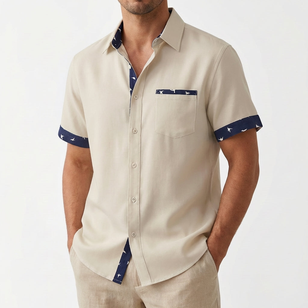 Camisa Hombre Manga Corta Algodón Cuello Clásico Ajuste Regular - Mavetta