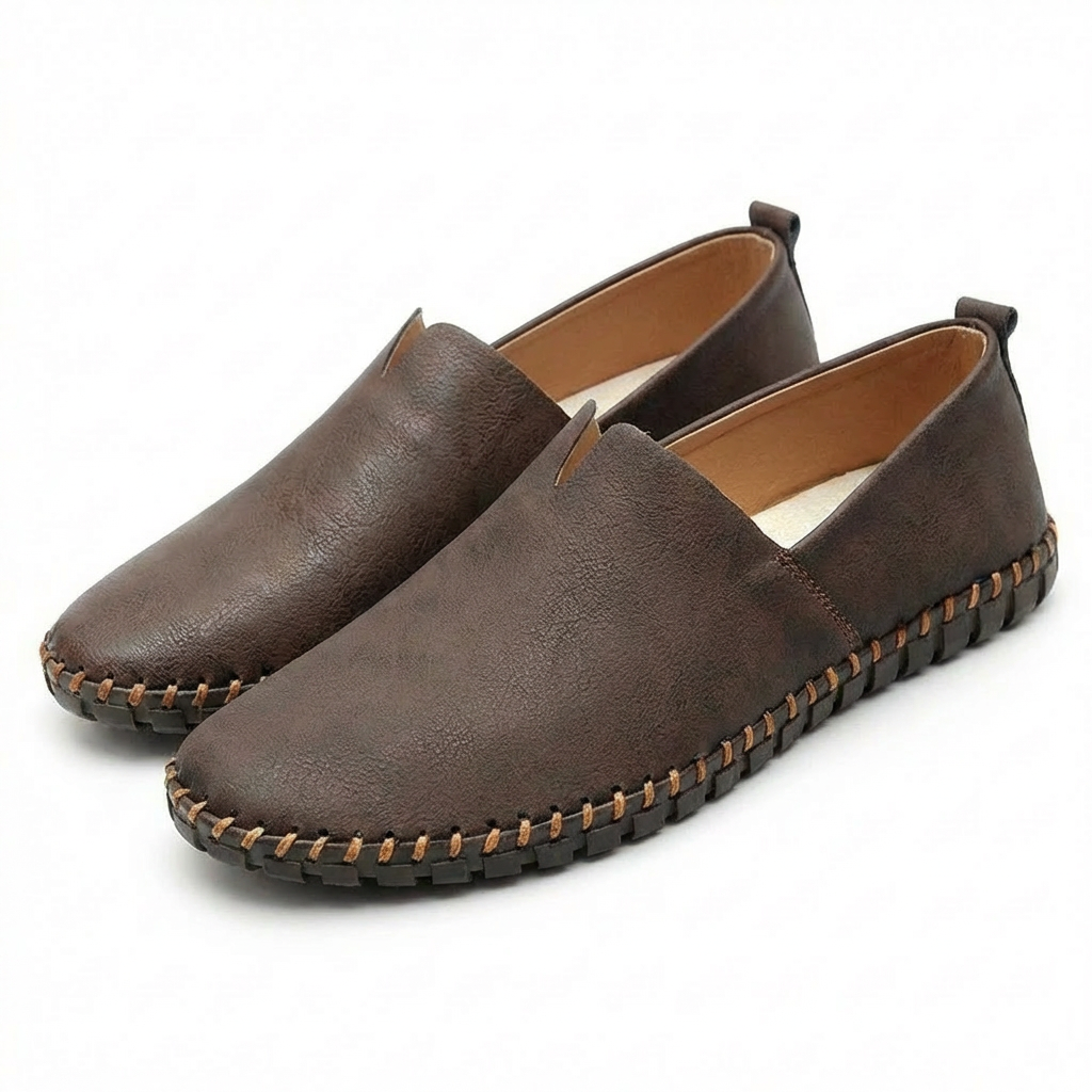 Mocasines Hombre Cuero Costuras Slip-On Casual