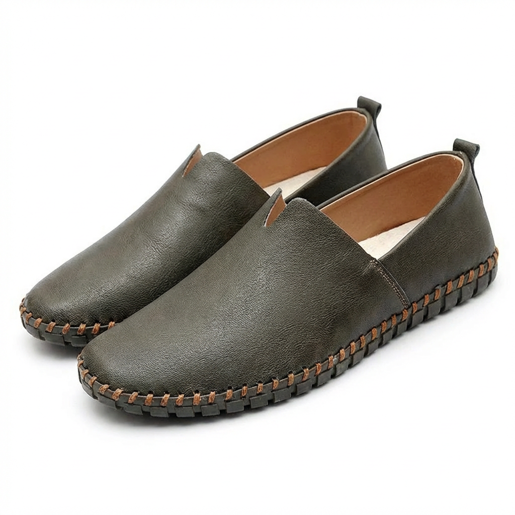Mocasines Hombre Cuero Costuras Slip-On Casual