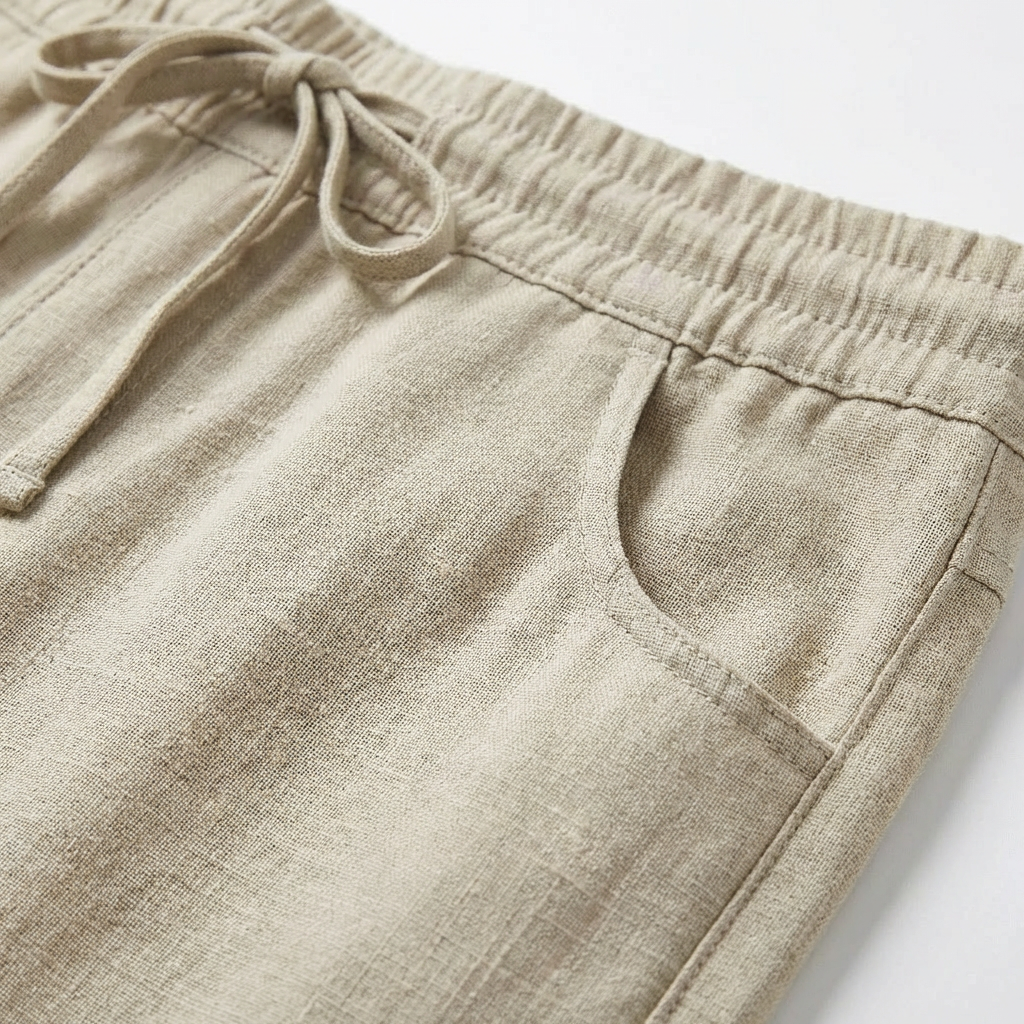 Pantalón Hombre Algodón Cintura con Cordón Bajo Ajustado