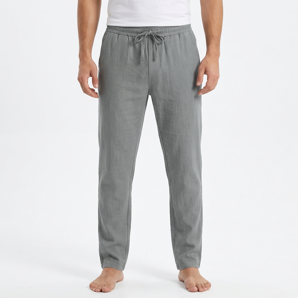 Pantalón Hombre Algodón Cintura con Cordón Bajo Ajustado