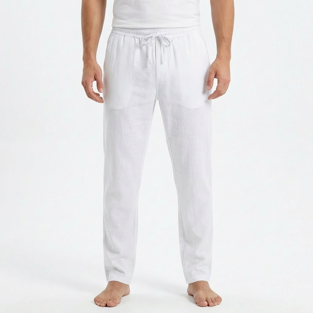 Pantalón Hombre Algodón Cintura con Cordón Bajo Ajustado
