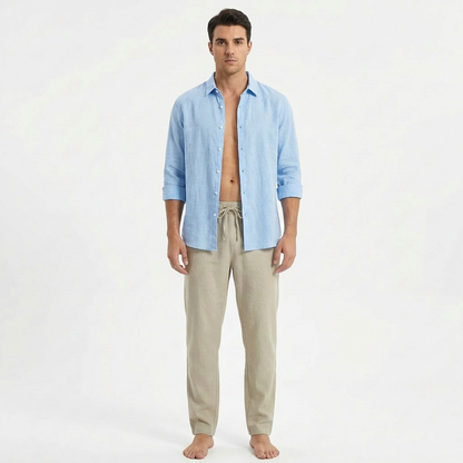 Pantalón Hombre Algodón Cintura con Cordón Bajo Ajustado - Mavetta