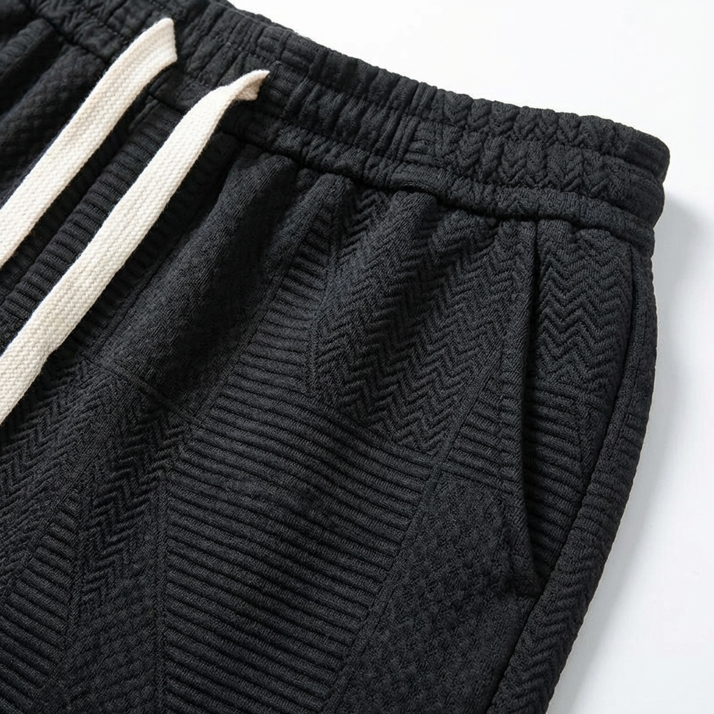 Bermudas Hombre Textura Geométrica Cintura Elástica Cordón