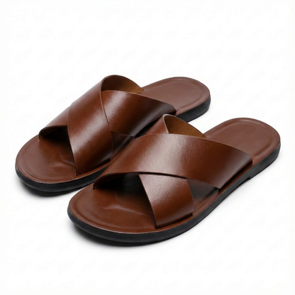 Sandalias Slide Unisex con Tiras Cruzadas Suela Plana Minimalista