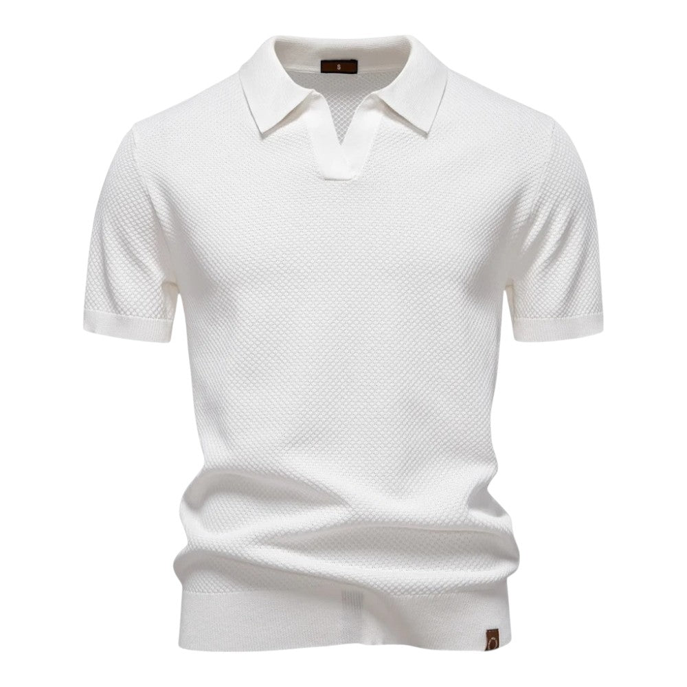 Polo Hombre Textura Estructurada Cuello Abierto