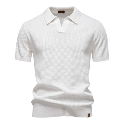 Polo Hombre Textura Estructurada Cuello Abierto