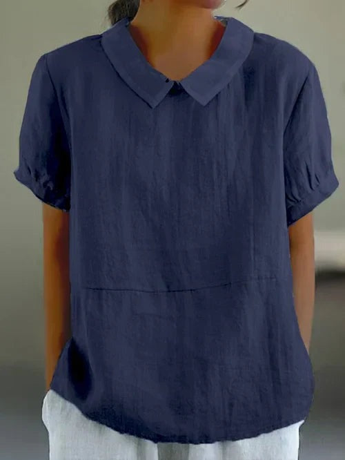 Blusa mujer ligera cuello redondo manga corta