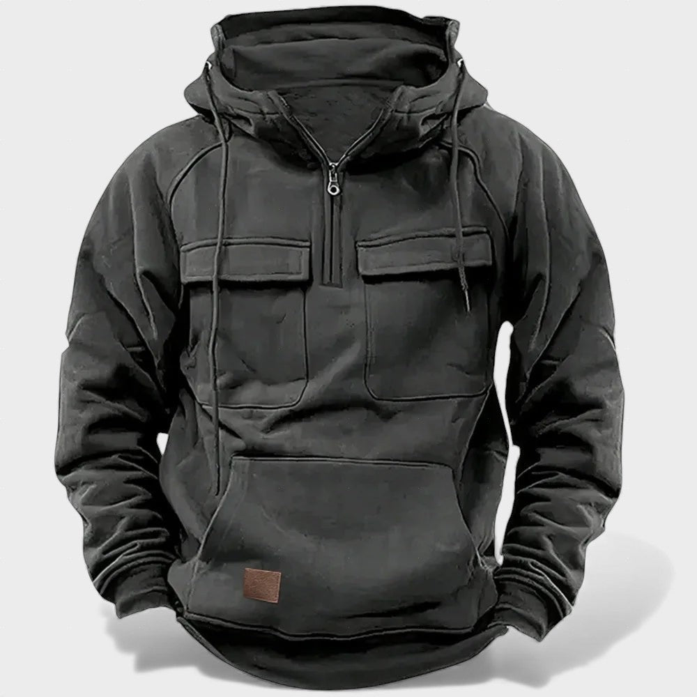 Sudadera hombre con capucha tejido cálido diseño bicolor casual