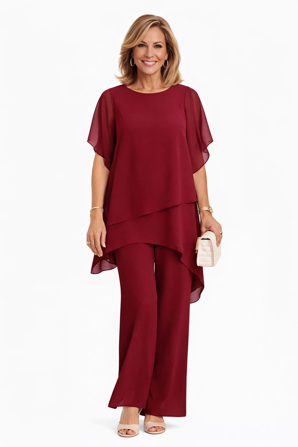 Conjunto Mujer Dos Piezas Corte Fluido Pantalón Ancho