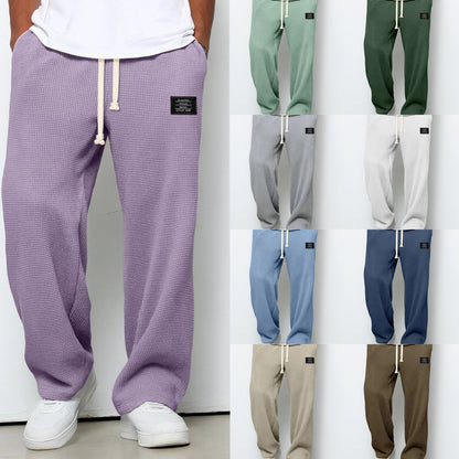 Pantalones hombre de pierna ancha tela suave ajuste relajado